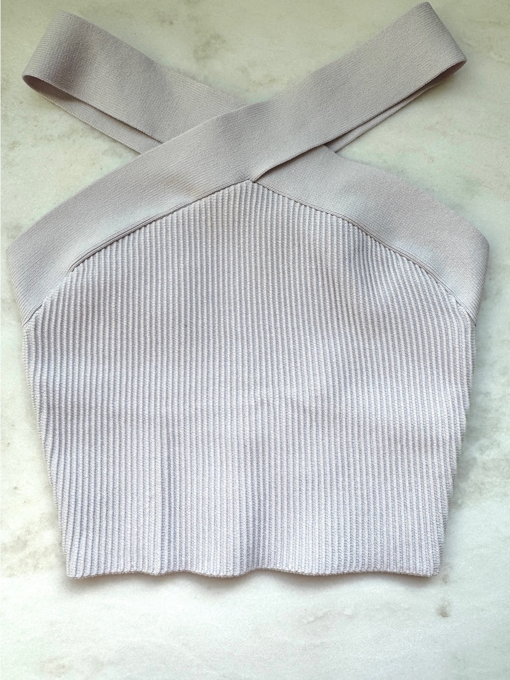 Babaton Ribbed Cropped Tank - very Light Gray Pink